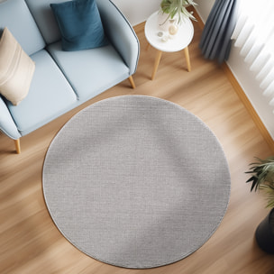 MORELIA - Tapis rond moderne aspect laine bouclée Silver