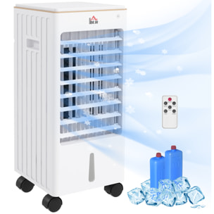 Enfriador de Aire Portátil 3 en 1 Climatizador Evaporativo Oscilante con 3 Velocidades Control Remoto Temporizador 7,5h Pantalla LED Tanque de Agua 3L Efecto 15-20 ㎡ 22,5x24,5x53,5 cm Blanco