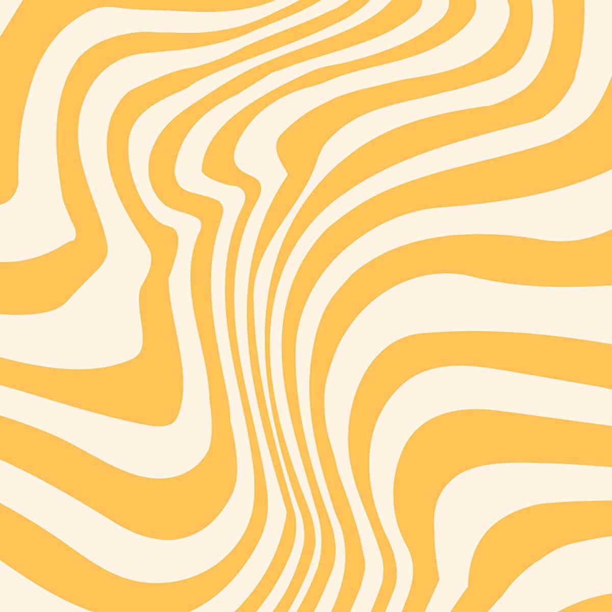Tableau motifs ondulés jaune pastel Toile imprimée