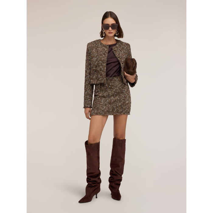 Motivi - Minigonna in tweed - Marrone