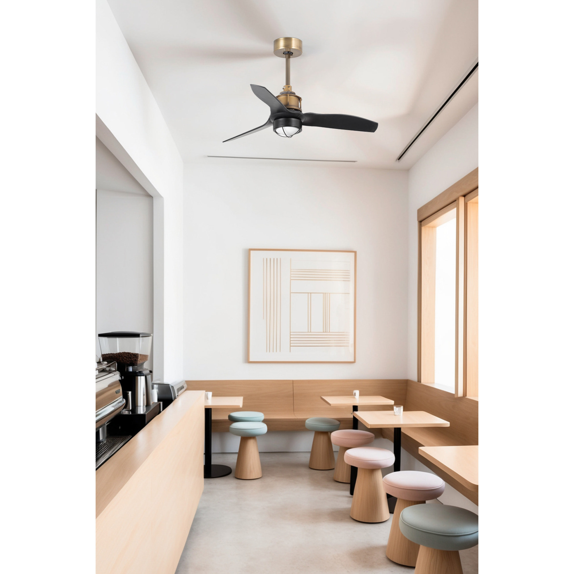 JUST FAN S LED Ventilatore a soffitto oro vecchio/nero