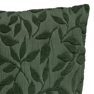 Coussin motif jacquard "Lehto" coton vert tilleul 50x50cm