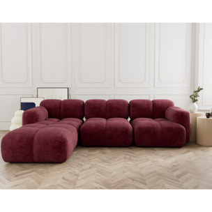 Grace - canapé modulable d'angle réversible 4 places en velours texturé - Prune