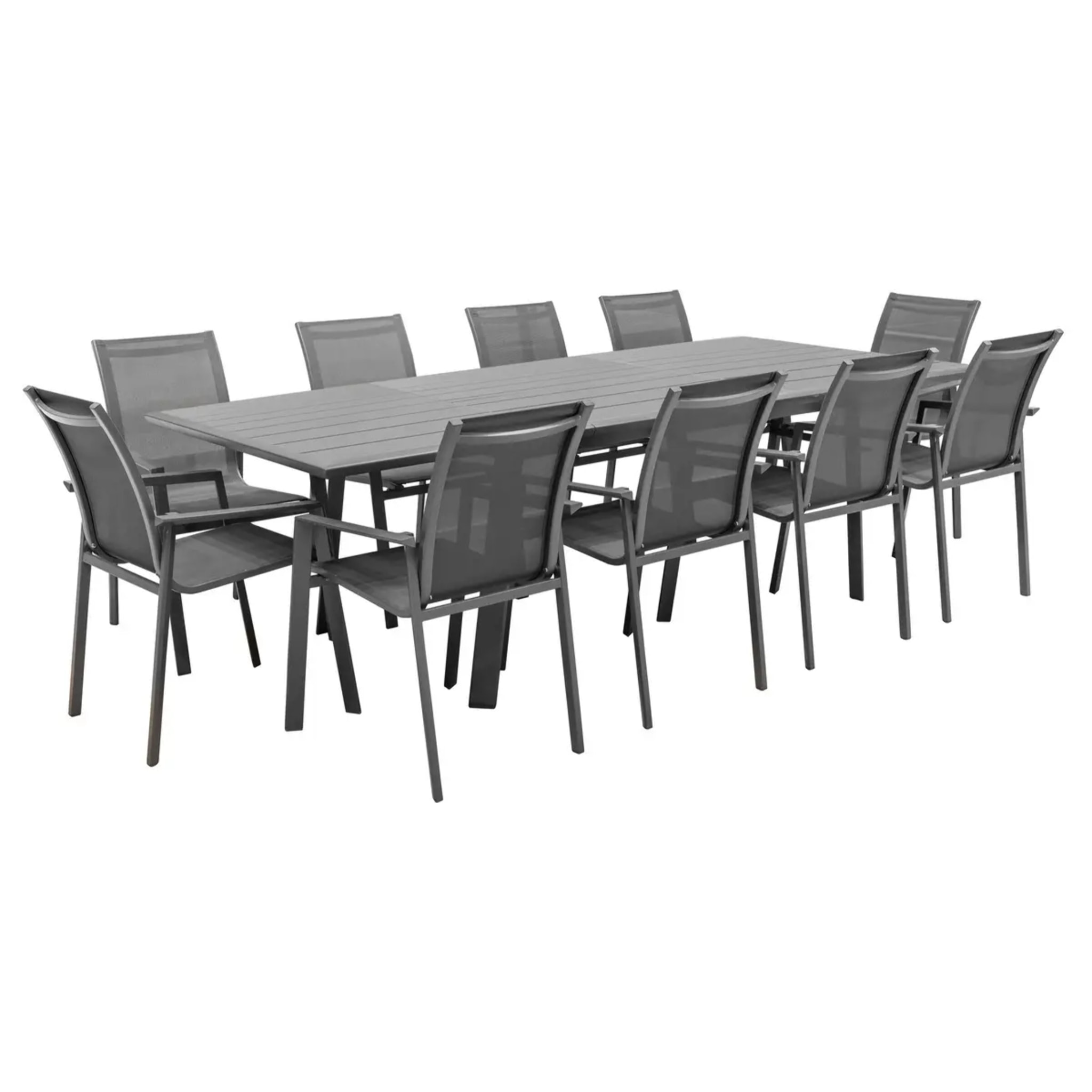 Table de jardin extensible "Pavane" graphite 10 places en aluminium traité époxy