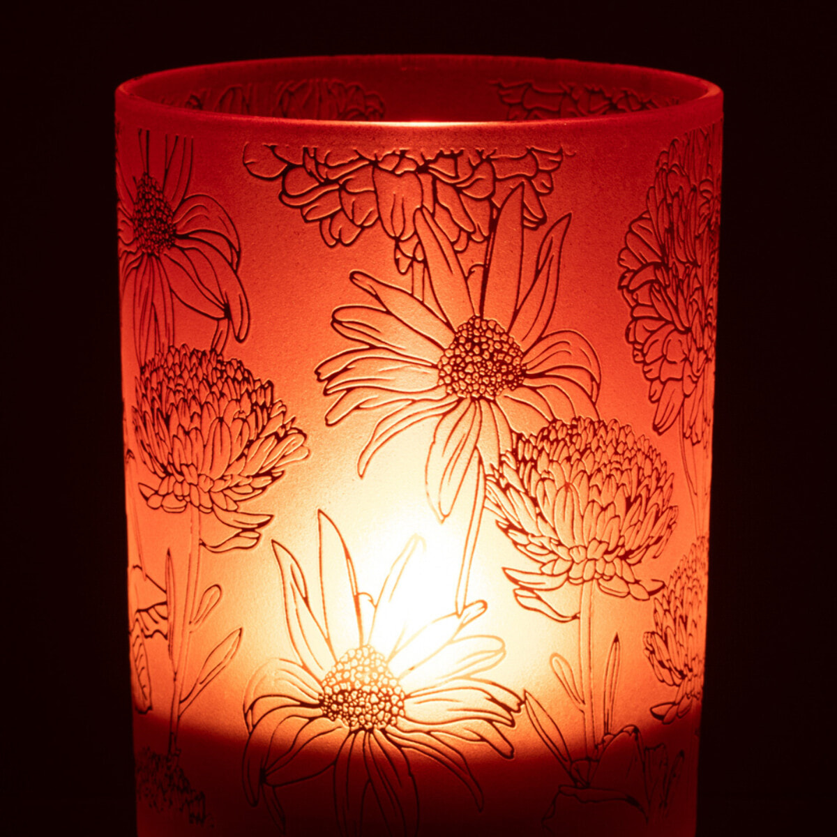 J-Line photophore Fleurs - verre - rouge/or - medium