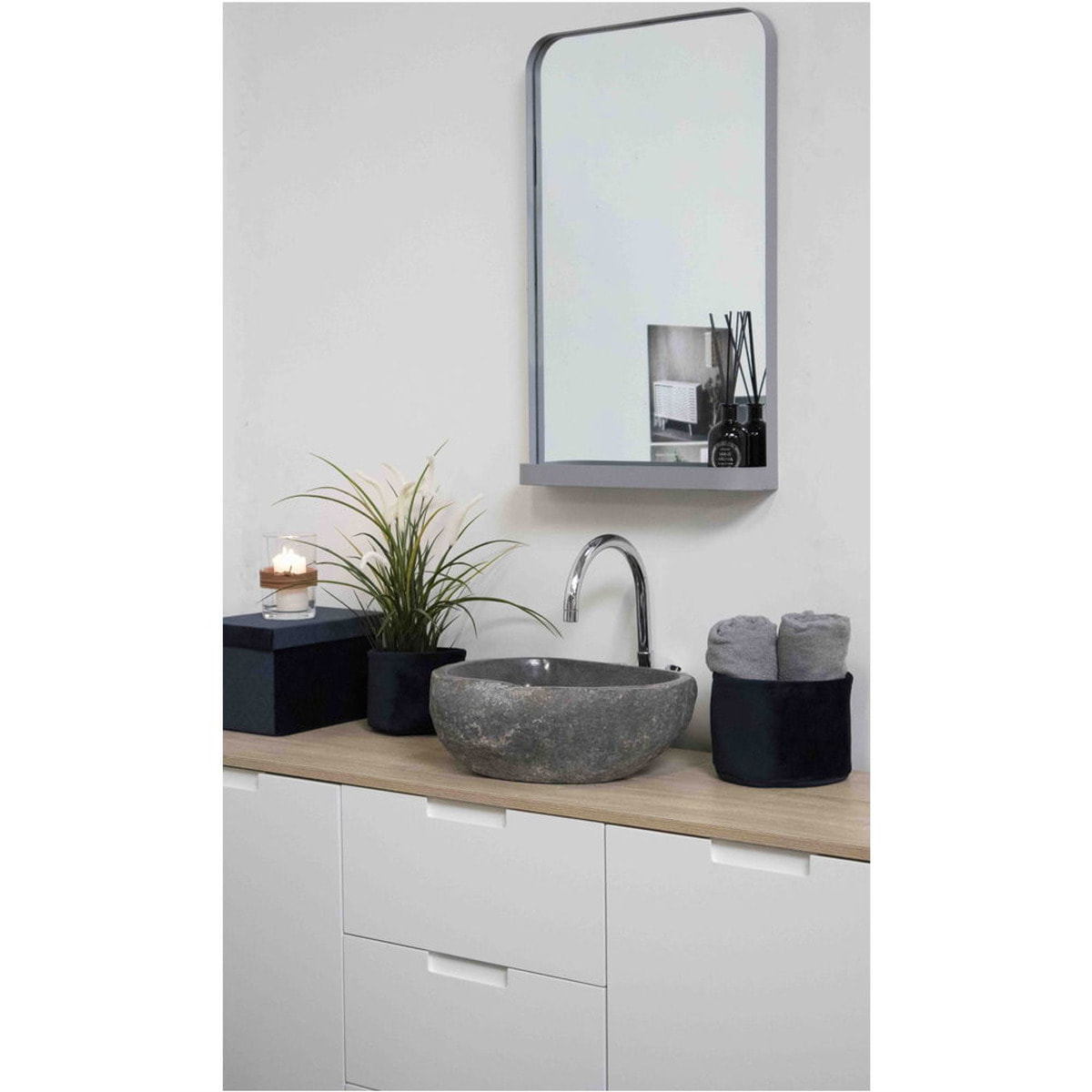 Lavabo in pietra di fiume Donau — effetto naturale 35x40x15 cm