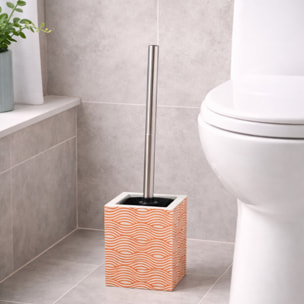 Brosse Wc avec support MDF & Acier Inox WAVE Orange MSV
