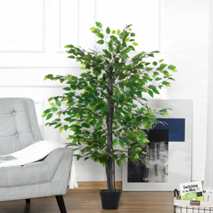 árbol de Ficus Artificial de 145 cm de Altura con Maceta Interiores y Exteriores