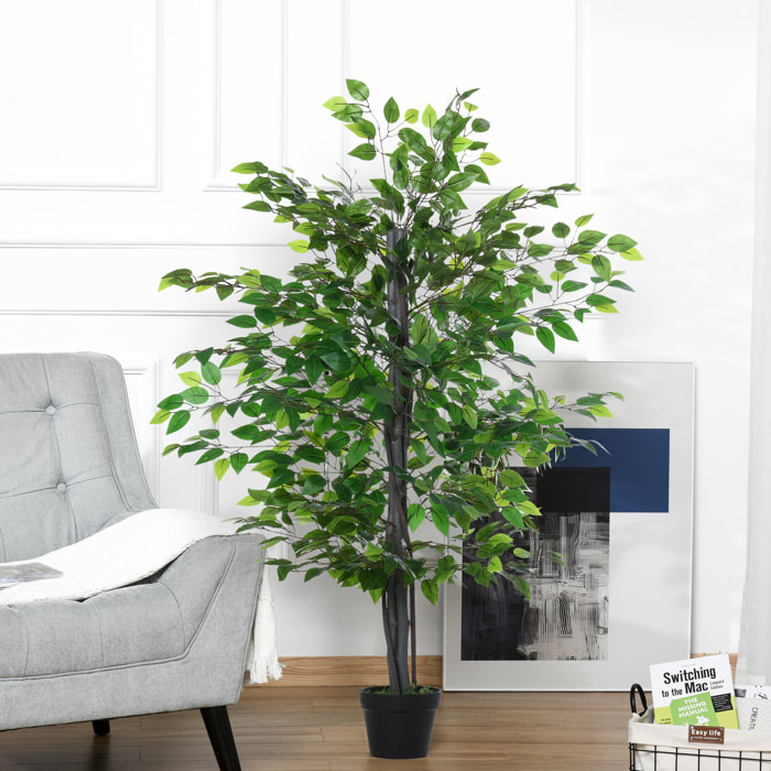 árbol de Ficus Artificial de 145 cm de Altura con Maceta Interiores y Exteriores