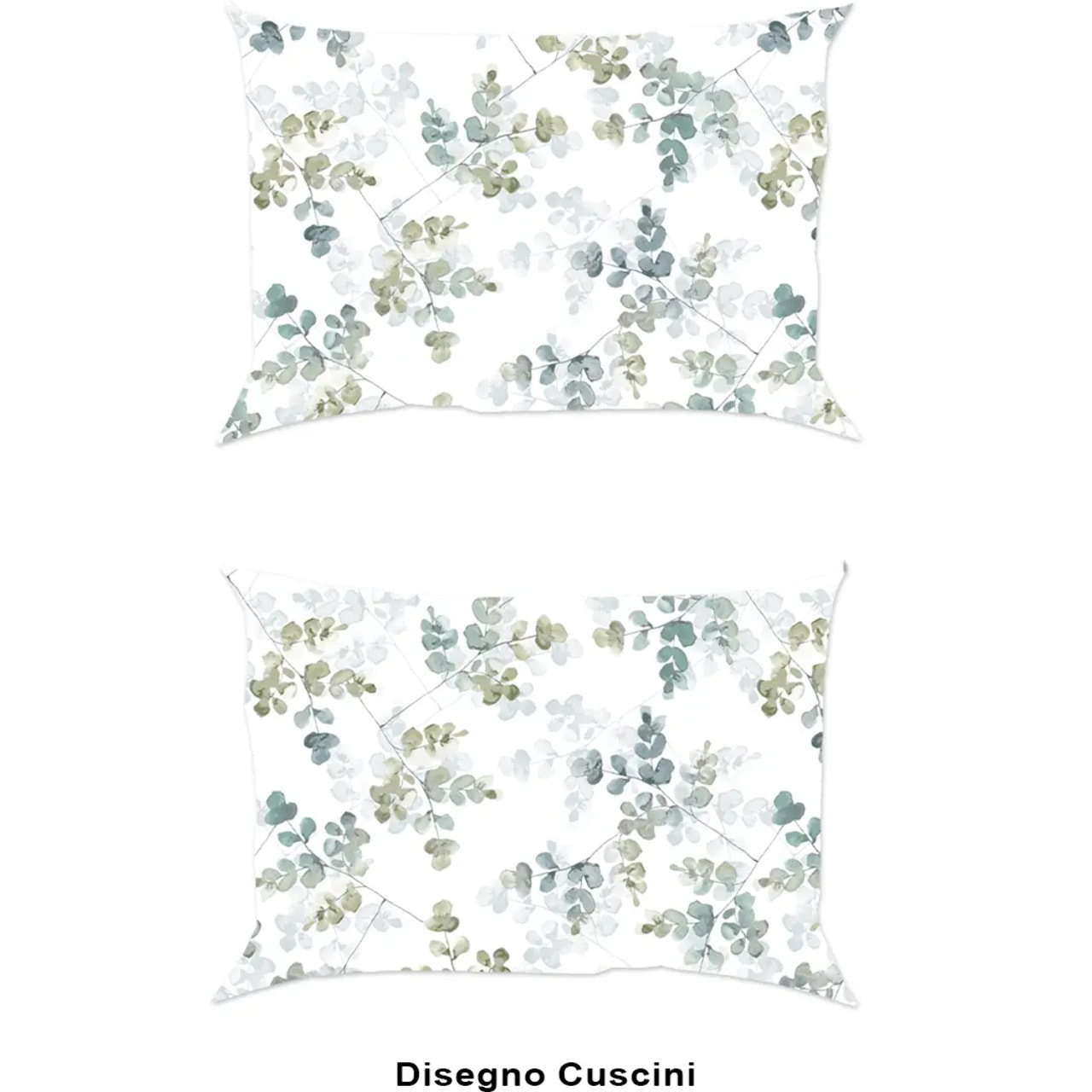 Coppia Federe per cuscini letto PETALO VERDE 100% Cotone e Made in Italy floreale primavera