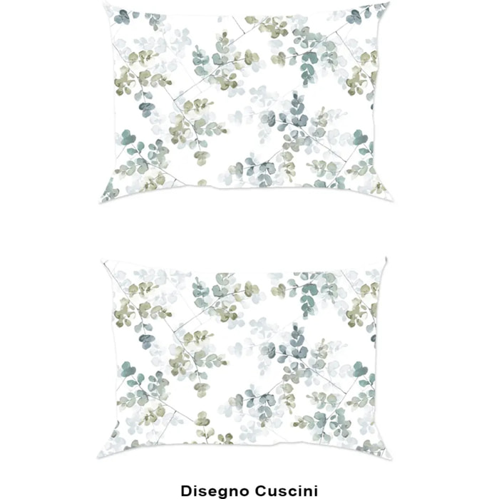 Coppia Federe per cuscini letto PETALO VERDE 100% Cotone e Made in Italy floreale primavera
