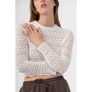 Kocca - Maglia crop con lavorazione a traforo Donna