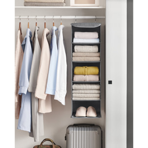 Organizer pensile grigio per armadio a 5 scomparti