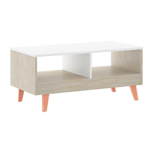 Mesa de centro AURO - 2 huecos - roble cambrian y blanco - 100x45,5x31cm