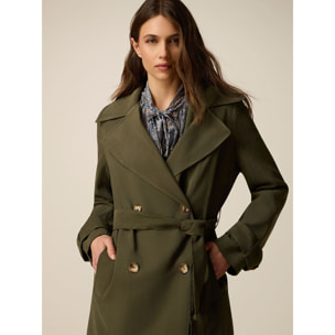 Oltre - Trench doppiopetto misto viscosa - Verde militare