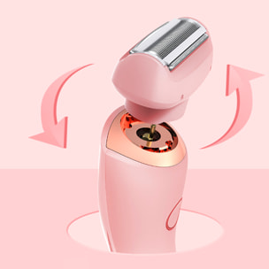 Depilatore 2 in 1 con testa dritta e rotonda.