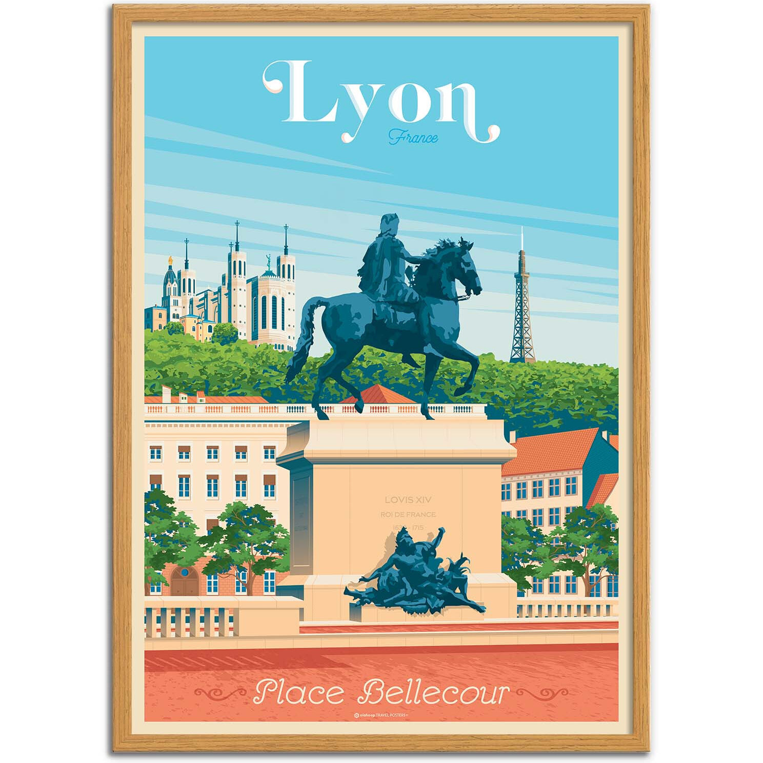 Affiche - Lyon Place Bellecour - Olahoop Travel Posters