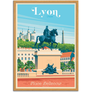 Affiche - Lyon Place Bellecour - Olahoop Travel Posters