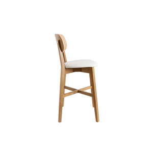 Tabouret de bar bois clair chêne et blanc H65 cm LUCIA