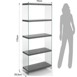 Tomasucci libreria 5 ripiani NANCY 70 CEMENT multicolore