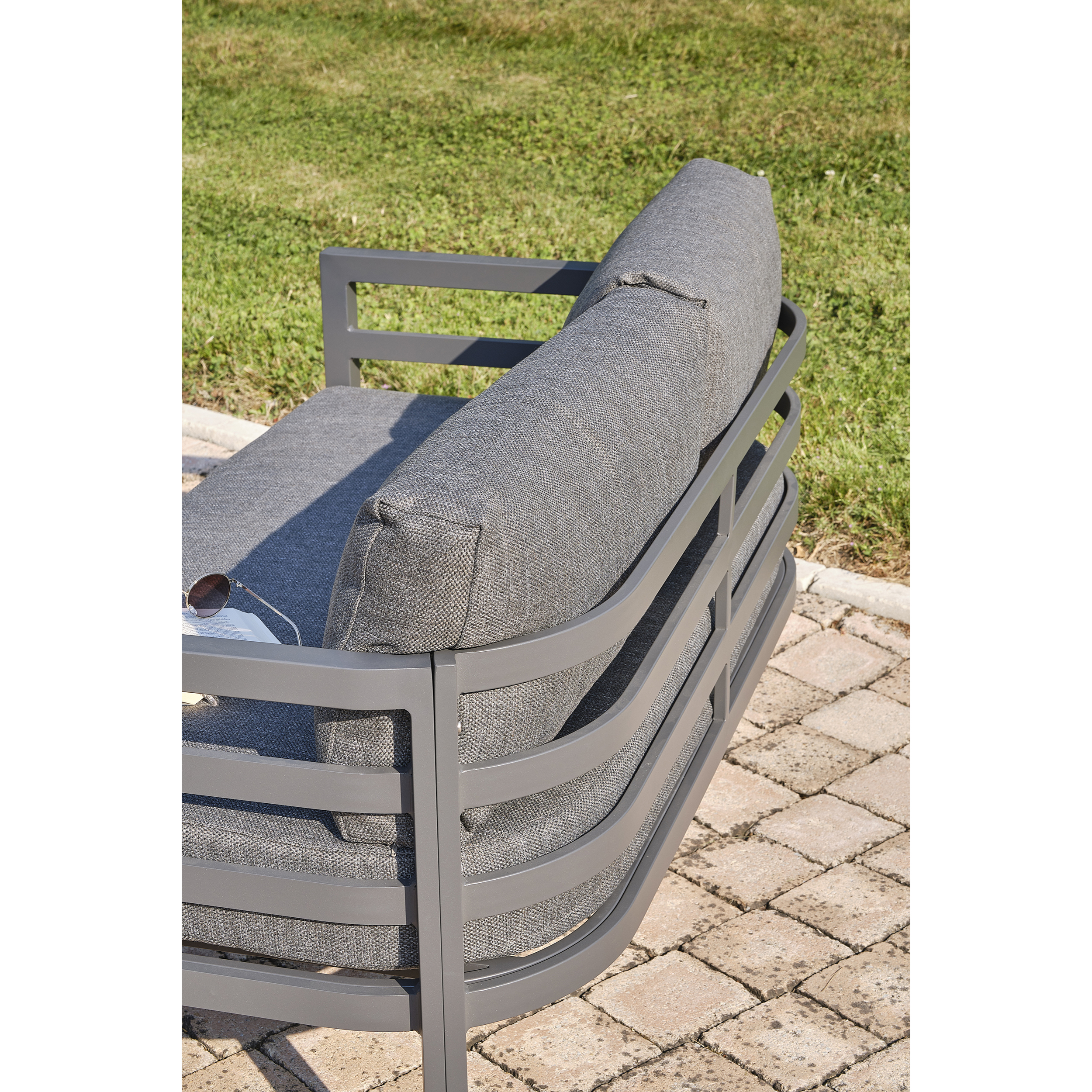 LISBONNE - Salon de jardin 4 places en aluminium gris anthracite