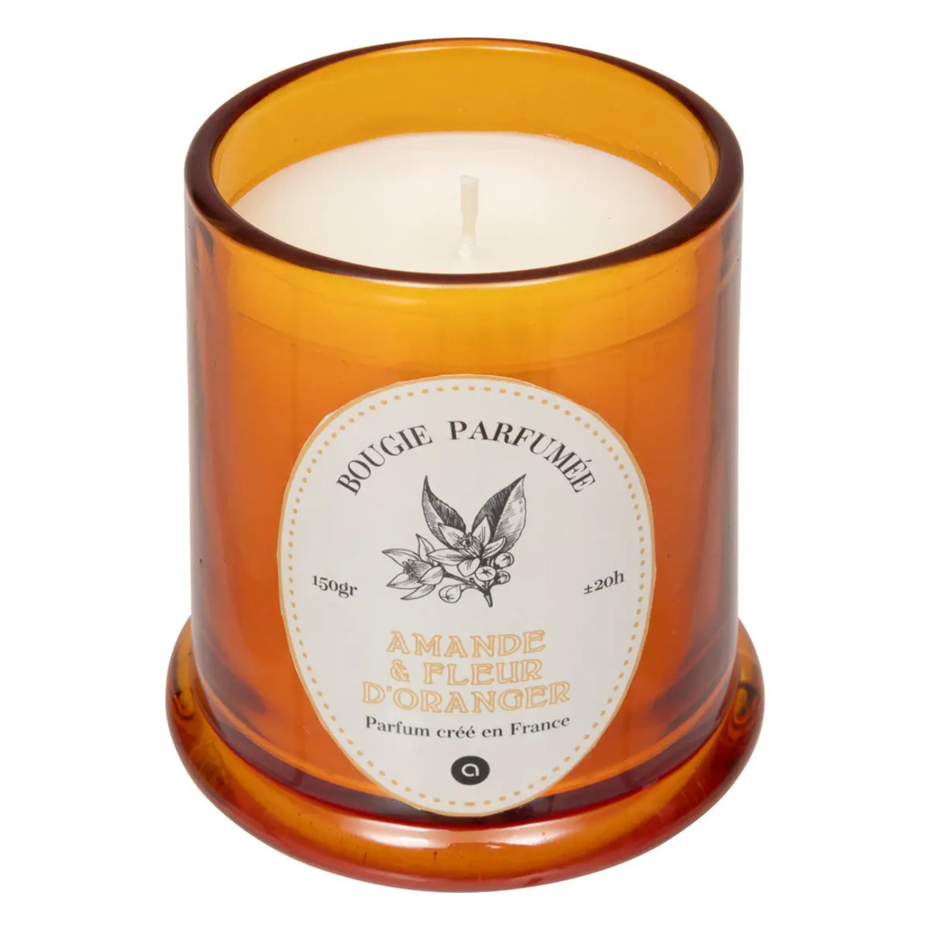 Bougie parfumée Hapo 150g pot en verre avec couvercle amande