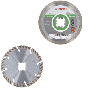 Kit 2 Disques à tronçonner diamant X-Lock : 1 pour Céramic + 1 Disque universel - Lot de 2 - BOSCH - 0615997632