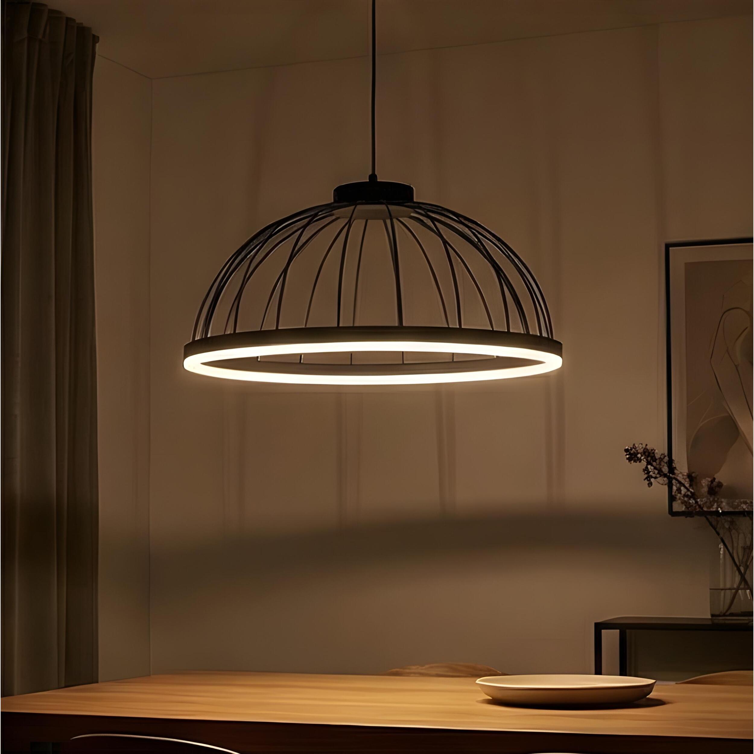 Forlight Colgante Cercle LED 24W Blanco Neutro - 4000K Negro para Interior de Techo en Comedor, Salón, Cocina