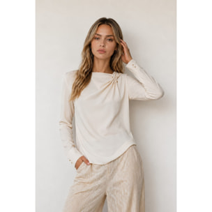 Kocca - Blusa in viscosa a maniche lunghe con drappeggio e bottoni Donna