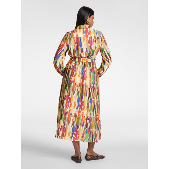 Elena Mirò - Vestido camisero estampado - Beige