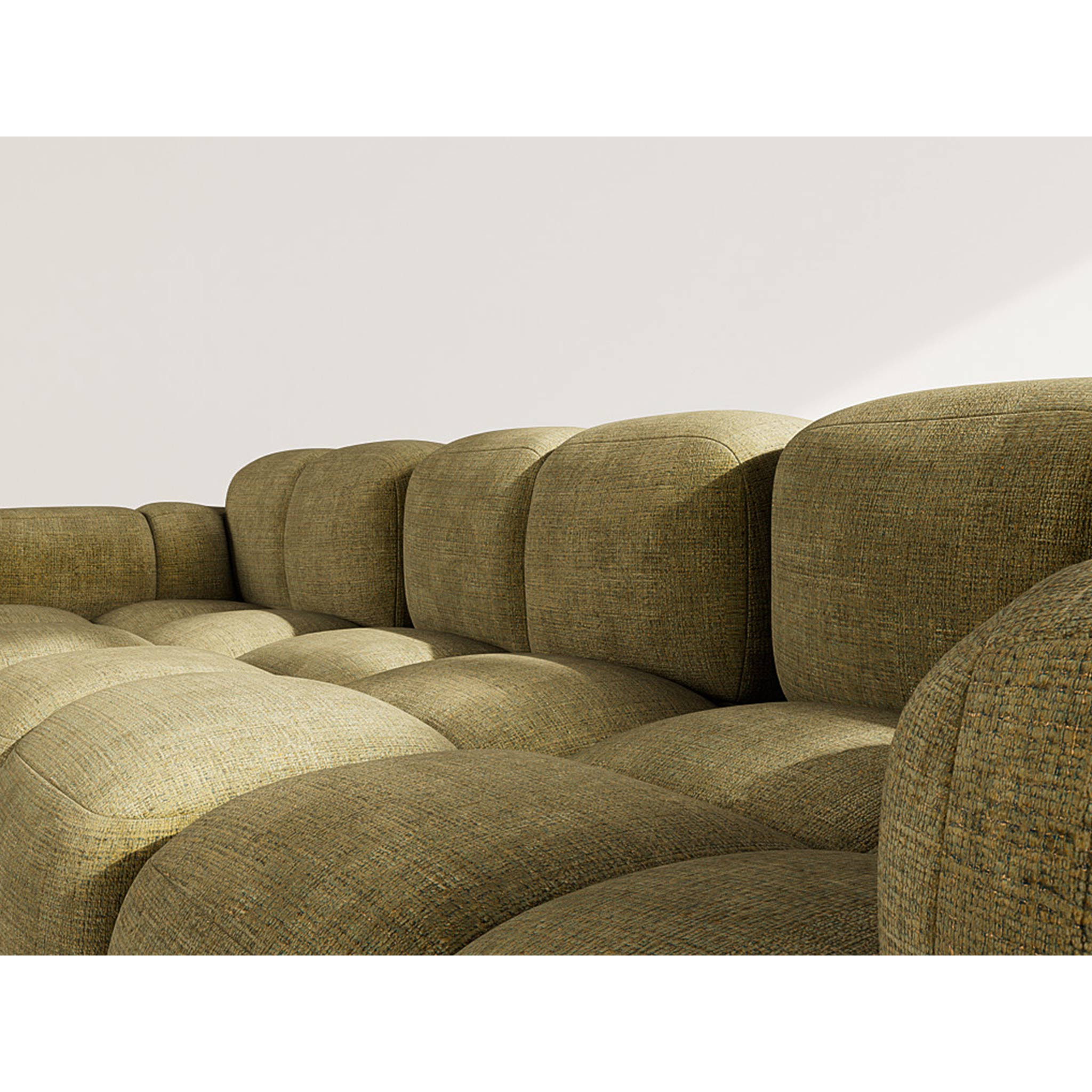 Grace - canapé modulable d'angle réversible 4 places en velours texturé - Vert Olive