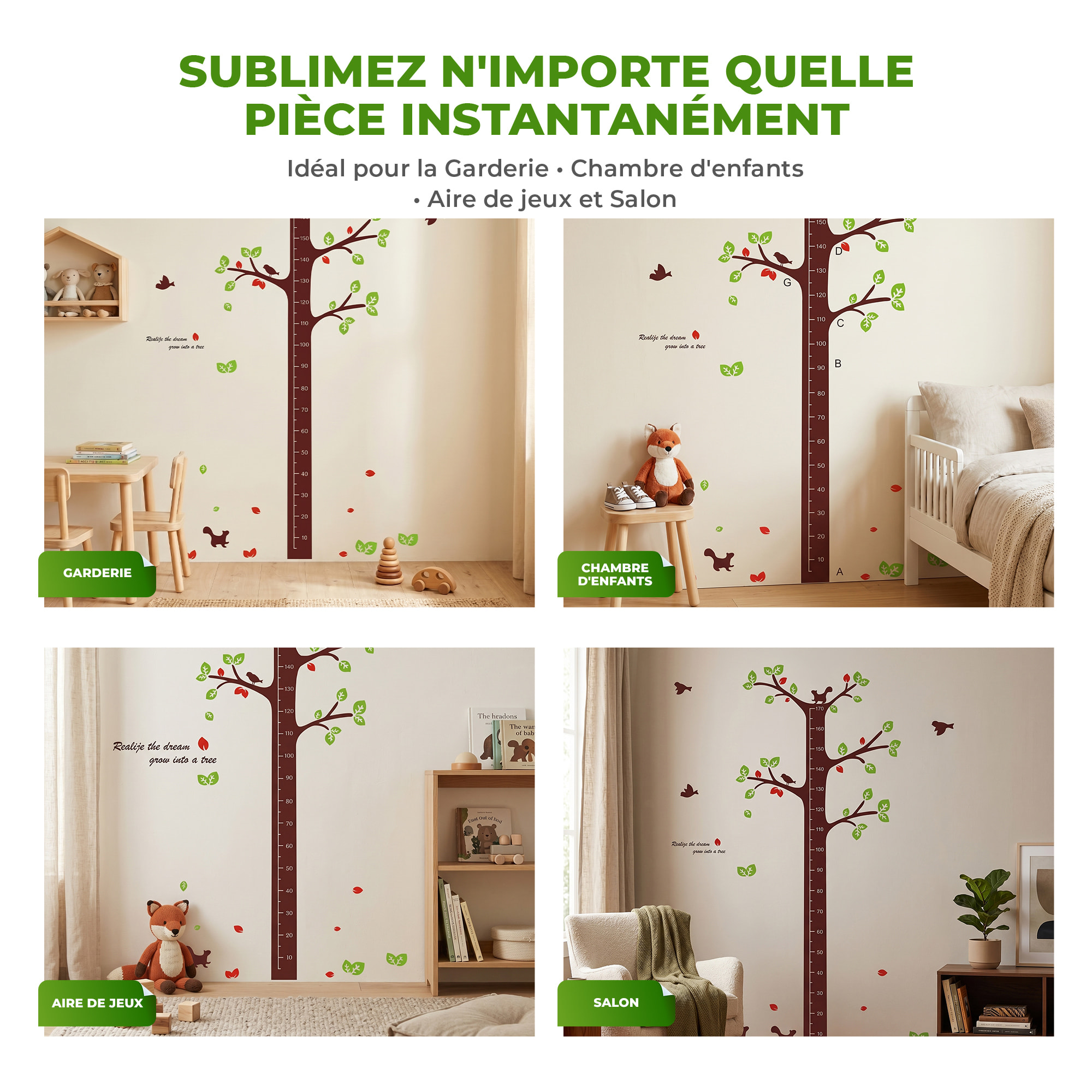 Stickers Muraux décoration adhésifs toise arbre des rêves