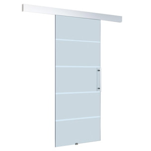 HOMCOM Puerta Corrediza de Vidrio Puerta Corredera Deslizante de Cristal Seguridad 102,5x205 cm