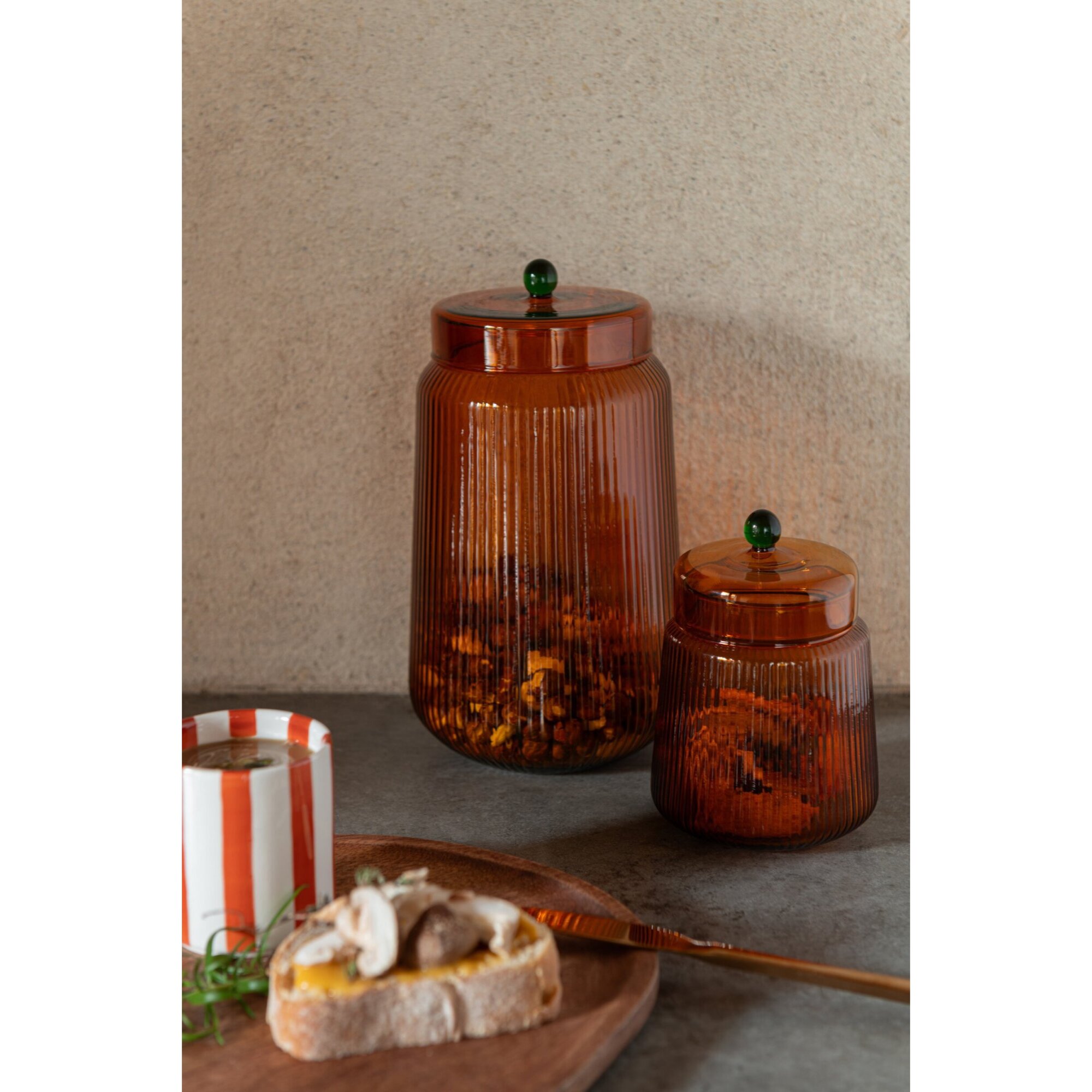 J-Line 3 pots à  provision - verre - orange/jaune chaud