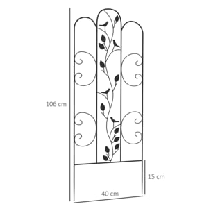 Juego de 4 Enrejados de Jardín Soportes para Enredaderas de Acero para Plantas Trepadoras y Decoración Exterior Patio Terraza 40x106 cm Negro