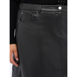 Fiorella Rubino - Falda tubo larga de tejido revestido - Negro