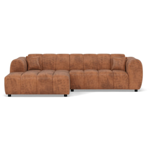 Curtis - canapé d'angle gauche 4 places en simili - Cognac