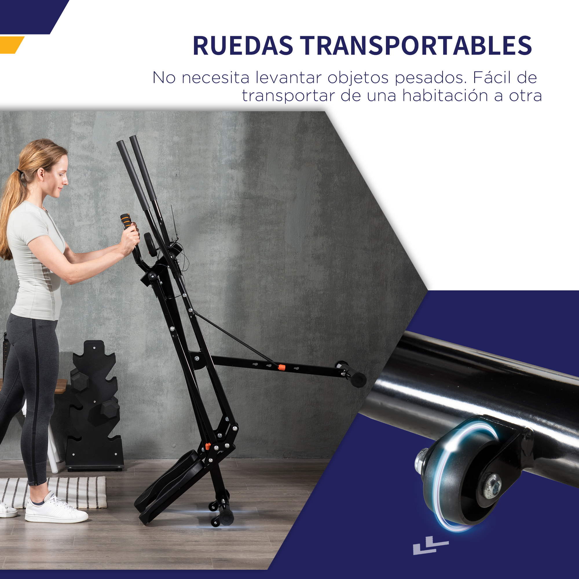 Bicicleta Elíptica Máquina de Step con Pantalla LCD Resistencia Ajustable Sensor de Frecuencia Cardíaca y Ruedas para Entrenamiento en Casa Gimnasia 90x62x150 cm Negro