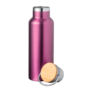 Bidón térmico de 500 ml de capacidad en acero inox de doble pared. Incluye tapón a rosca y asa integrada.