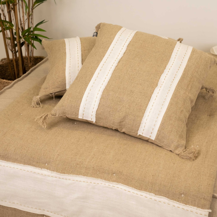 Coussin en lin et coton déhoussable - Blanc