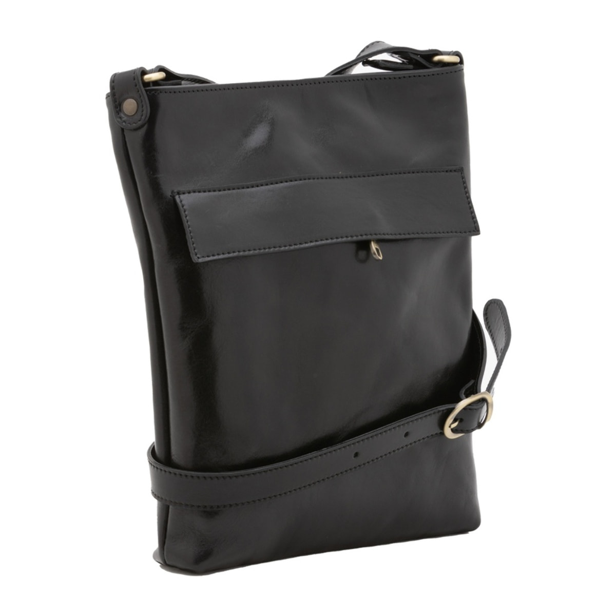 Borsa a tracolla uomo in vera pelle - Modello False - Made in Italy - 26.0 x 34.0 x 5.0 cm
