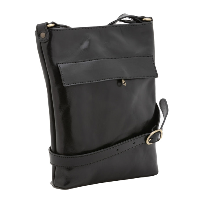 Borsa a tracolla uomo in vera pelle - Modello False - Made in Italy - 26.0 x 34.0 x 5.0 cm