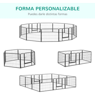 Parque para Perros de 12 Paneles Parque de Juegos de Bricolaje para Mascotas con 2 Puertas Corralito para Perros para Exterior Interior Acero 80x60 cm Negro