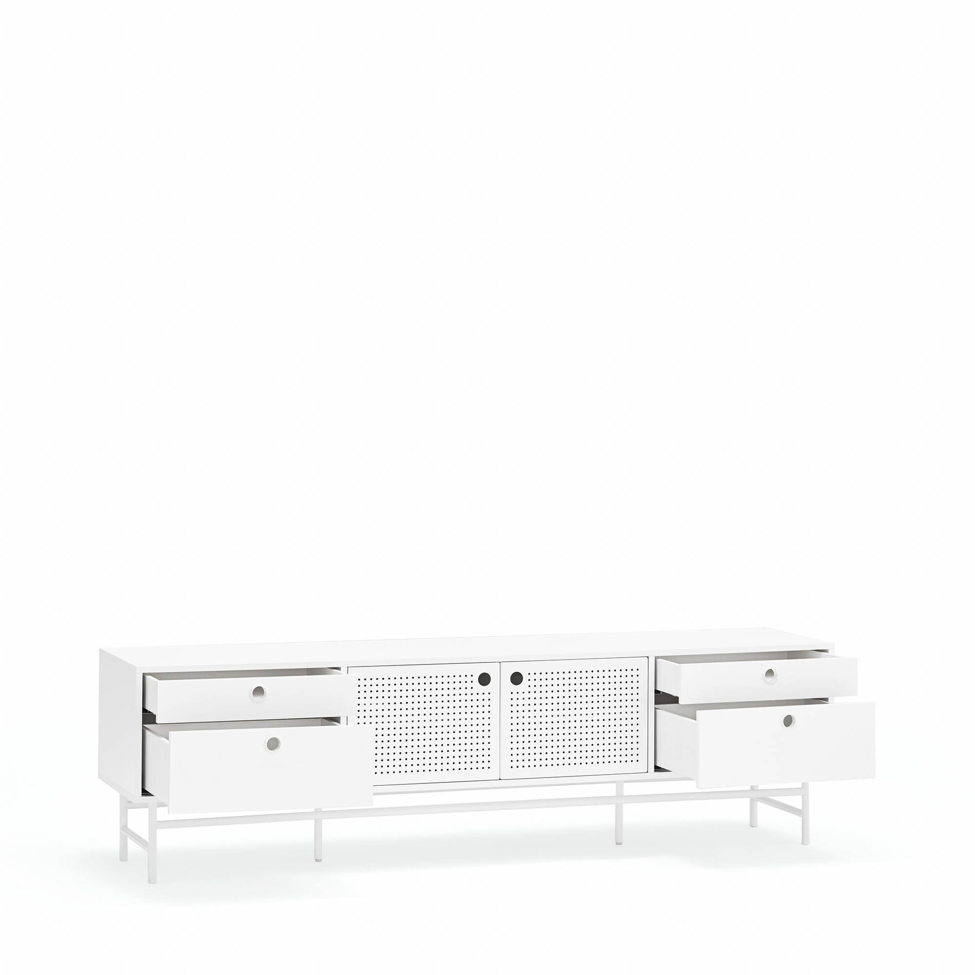 Mueble de televisión Punto 2 puertas y 4 cajones blanco