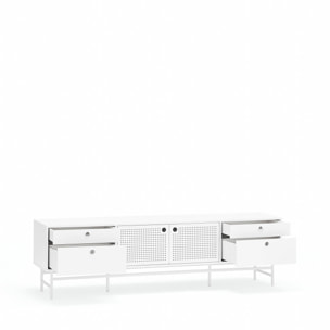 Mueble de televisión Punto 2 puertas y 4 cajones blanco