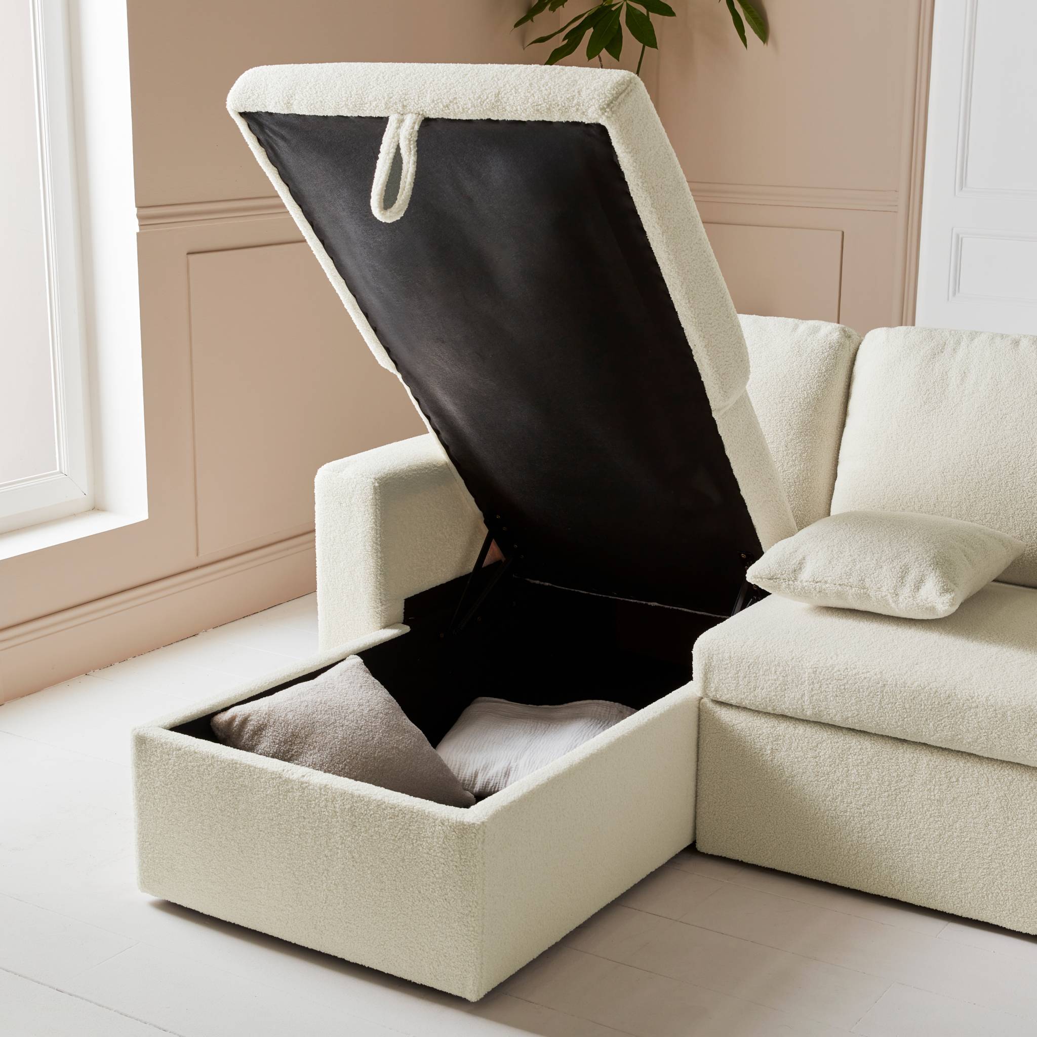 Canapé panoramique convertible 4 places bouclette URBAN