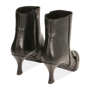 Ankle boots neri in pelle, tacco 8 cm