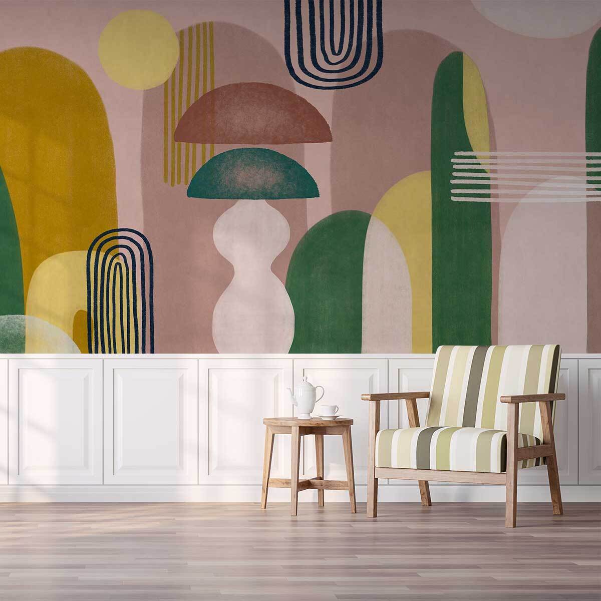 Papier peint panoramique Lava Lamp Rose & Menthe Intissé