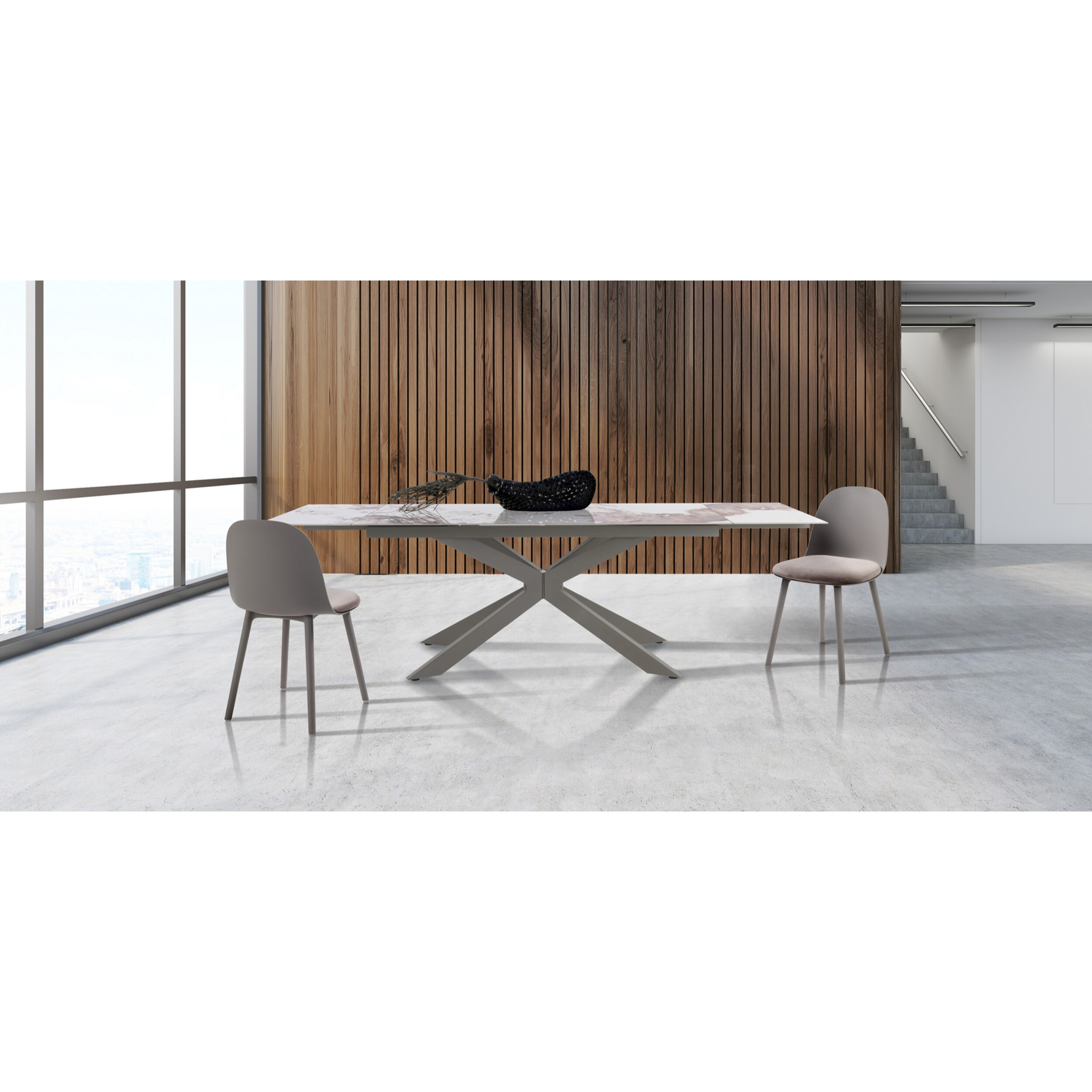 Tomasucci Table extensible MELVIN EVO 160 ONICE MARBLE - PLATINE