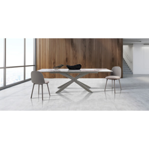 Tomasucci Table extensible MELVIN EVO 160 ONICE MARBLE - PLATINE